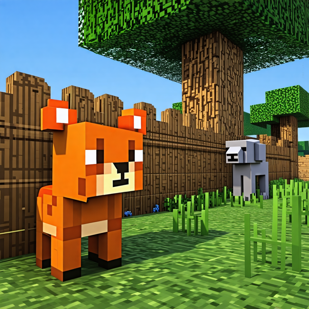 fence, cub, minecraft, mule