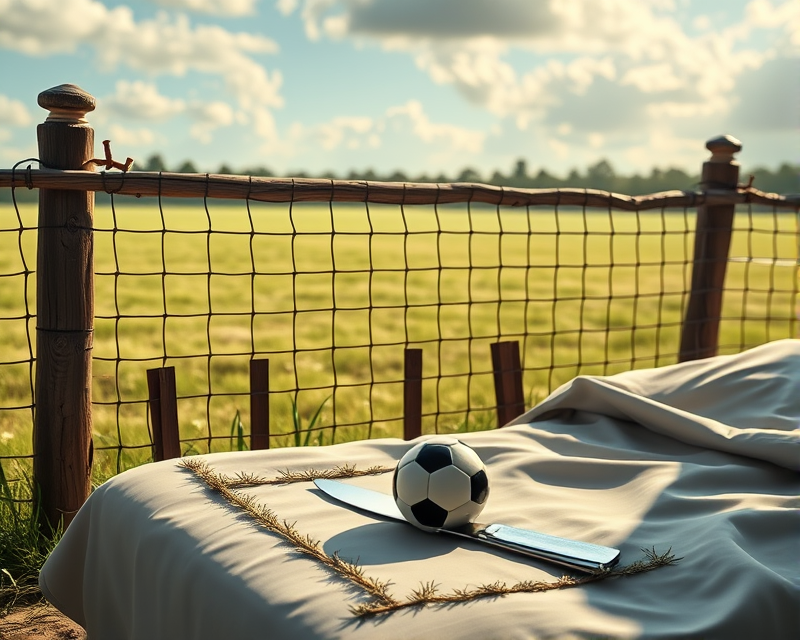 fence, napkin, soccer, bed