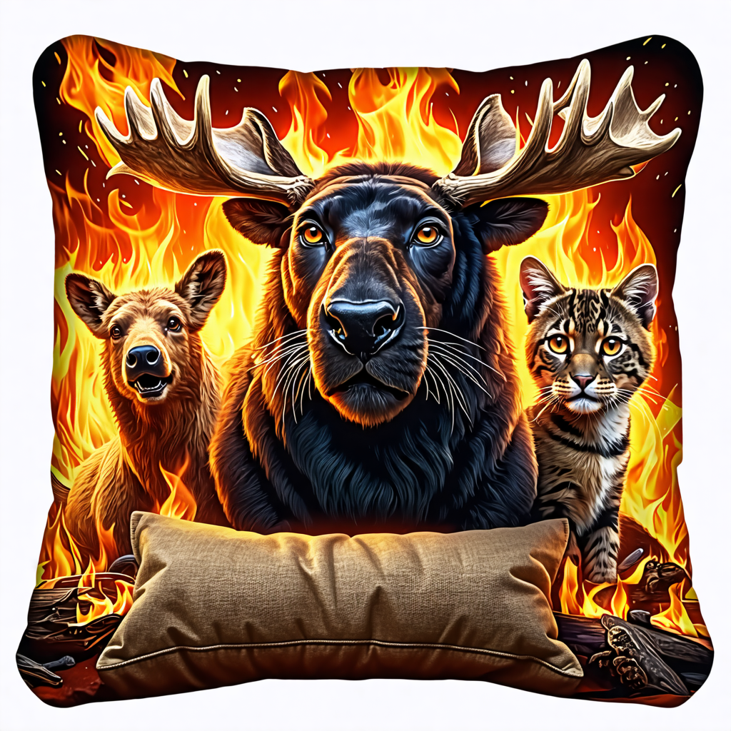 fire, moose, pillow, panther, peanut