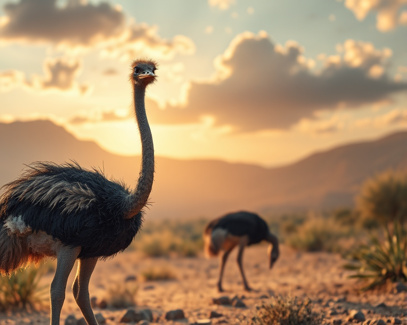 fire, ostrich