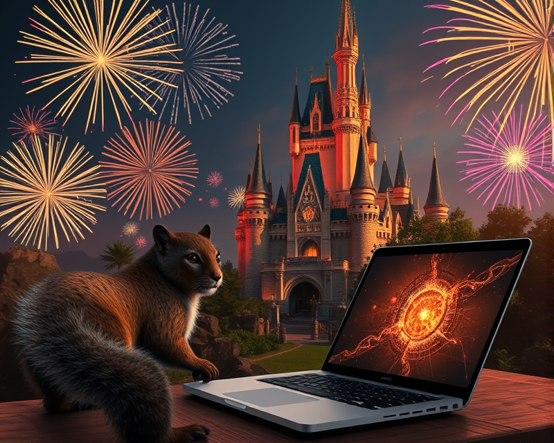 fireworks, castle, squirrel, laptop, jaguar