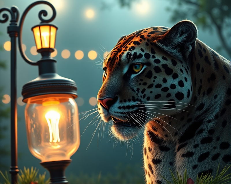 football, panther, lamp