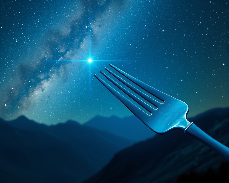 fork, blue, meteor