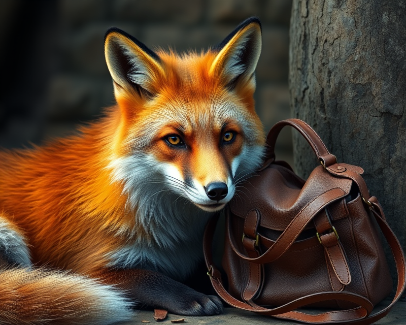 fox, blue, bag