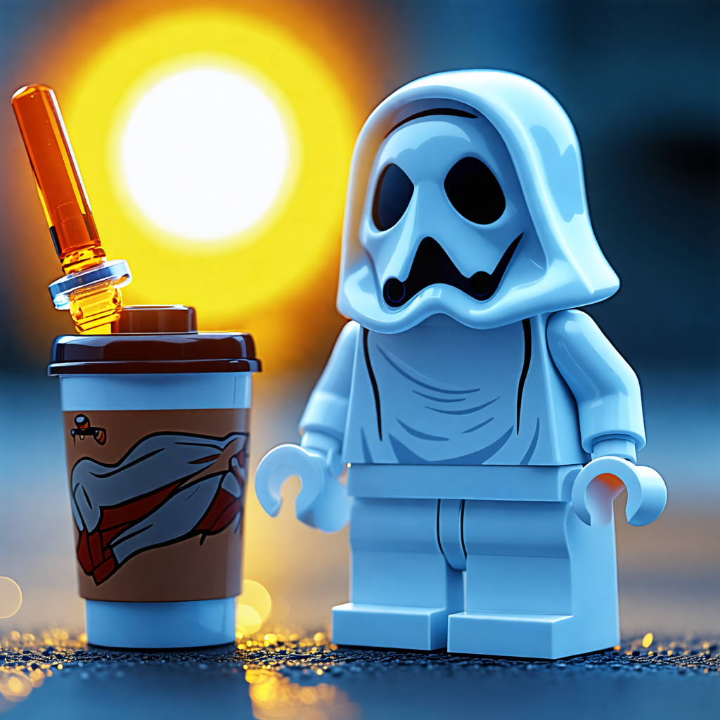 ghost, cup, lightsaber, lego, sun