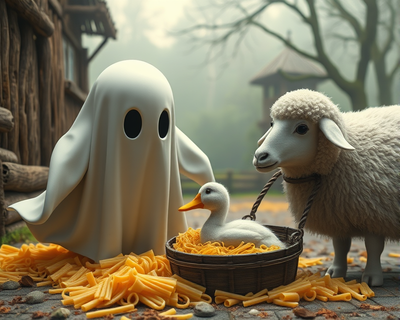 ghost, macaroni, duck, bucket, sheep