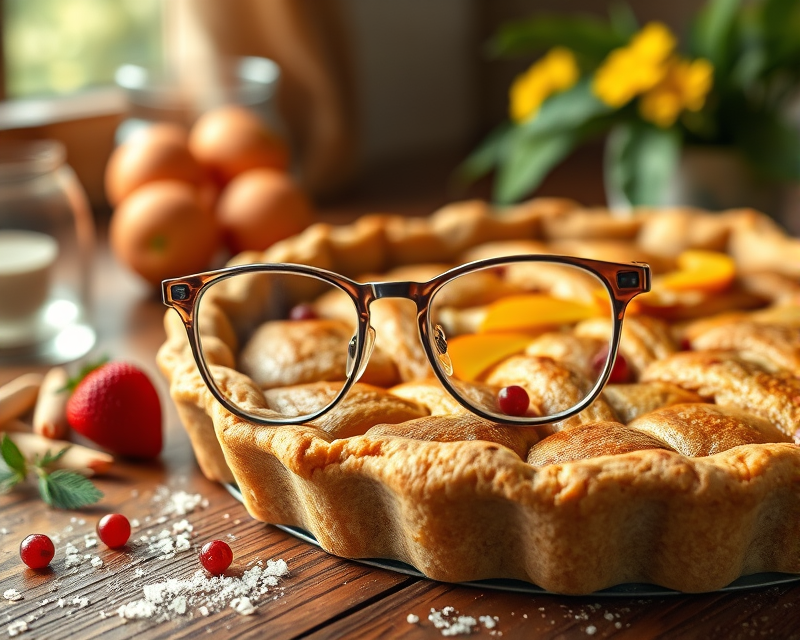 glasses, pie