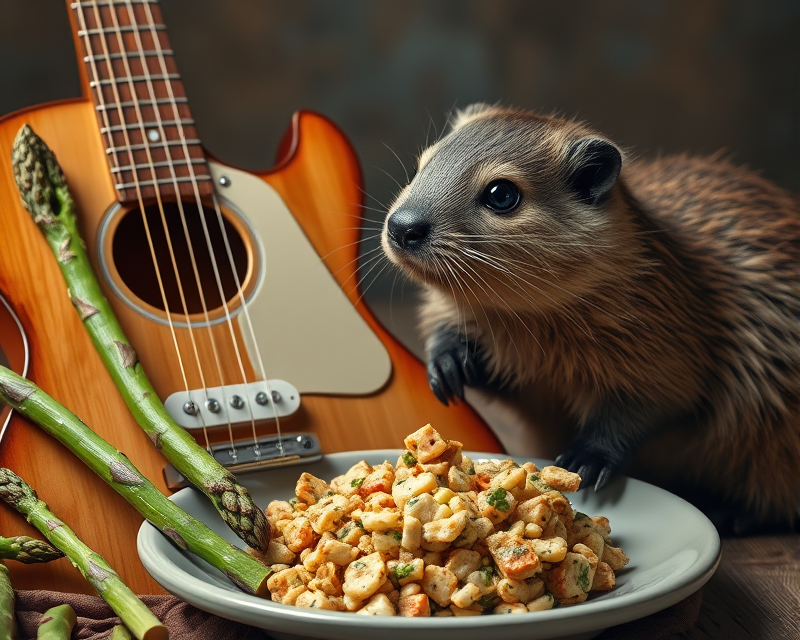 guitar, asparagus, beaver, kitten, plate