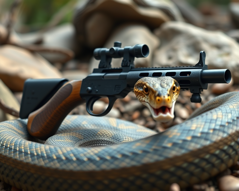 gun, snake