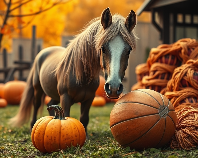 halloween, pony, pumpkin, football, yarn