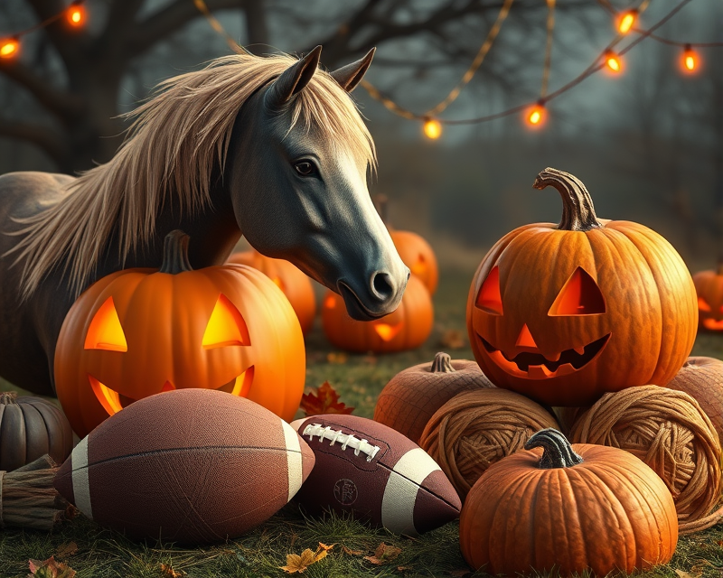 halloween, pony, pumpkin, football, yarn