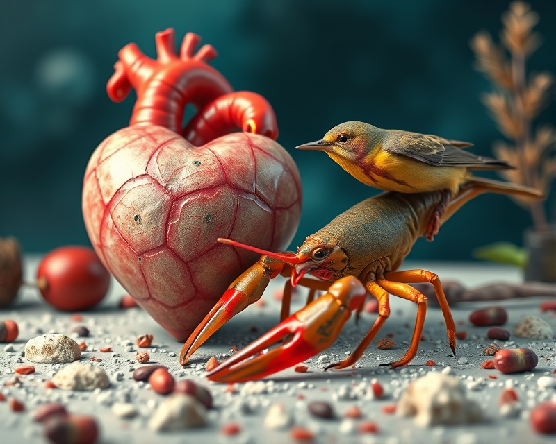 heart, bird, lobster