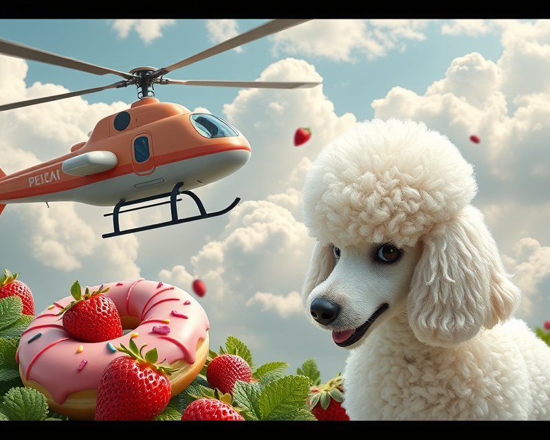 helicopter, donut, eye, strawberry, poodle