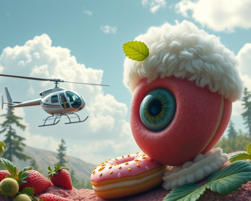 helicopter, strawberry, donut, poodle, eye