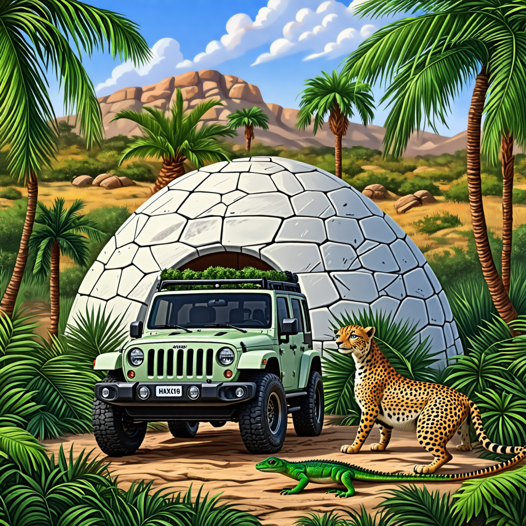 jeep, lizard, bed, igloo, cheetah