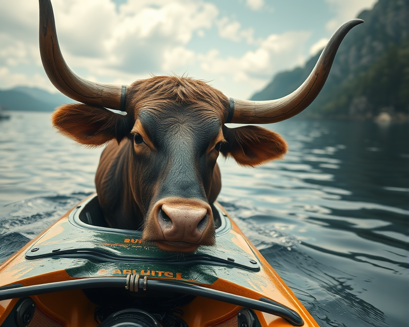 kayak, bull, coffee