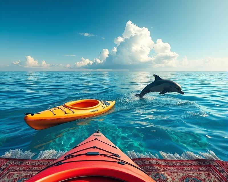 kayak, dolphin, carpet