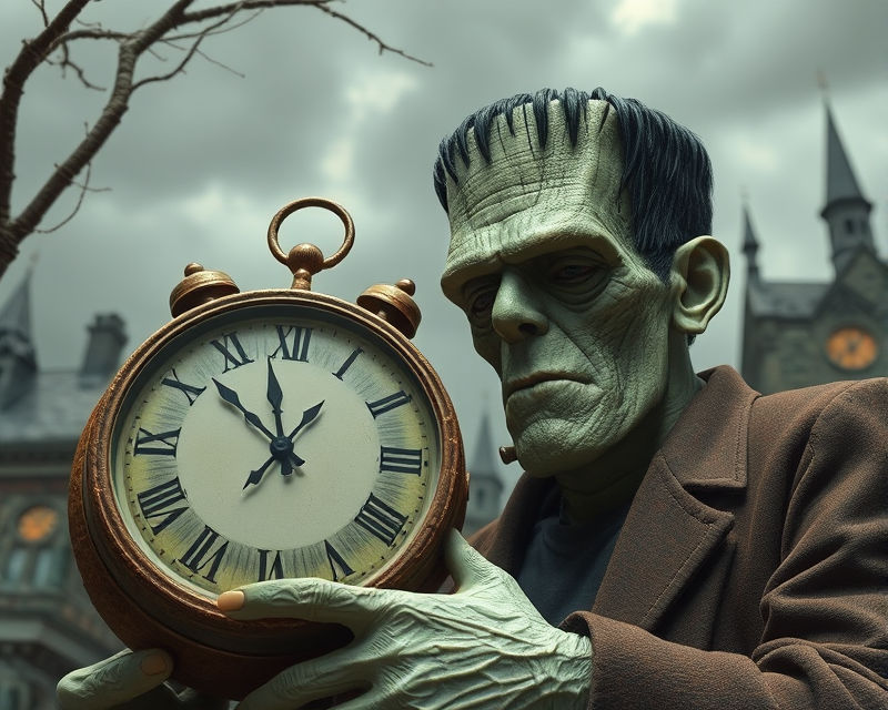 kiwi, frankenstein, clock