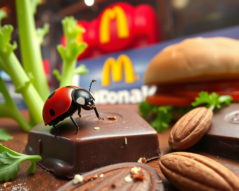 ladybug, celery, chocolate, mcdonalds, pepperoni, almond