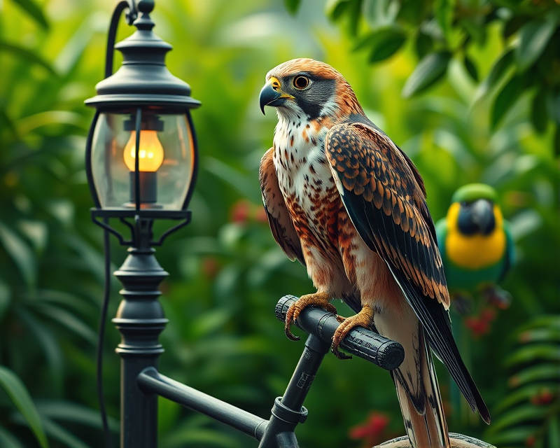 lamp, falcon, parrot, bicycle, green