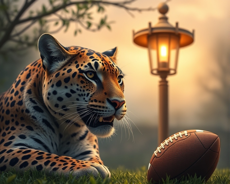 lamp, football, panther