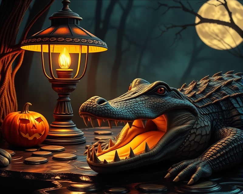 lamp, halloween, crocodile