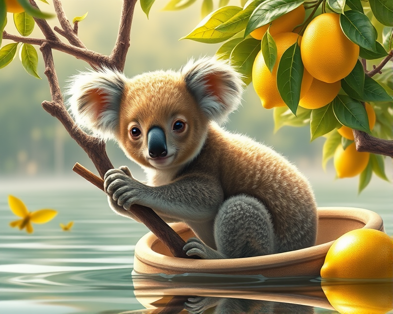 lemon, cub, koala, boat, brown