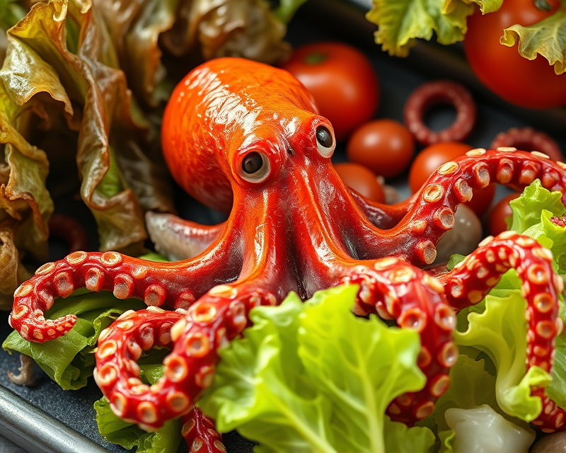 lettuce, octopus