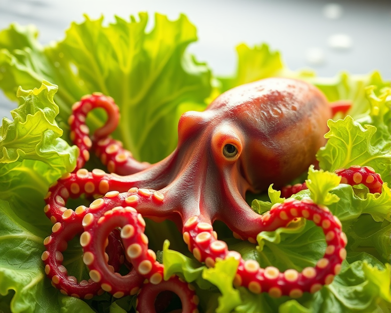 lettuce, octopus