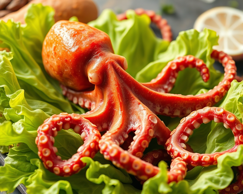 lettuce, octopus