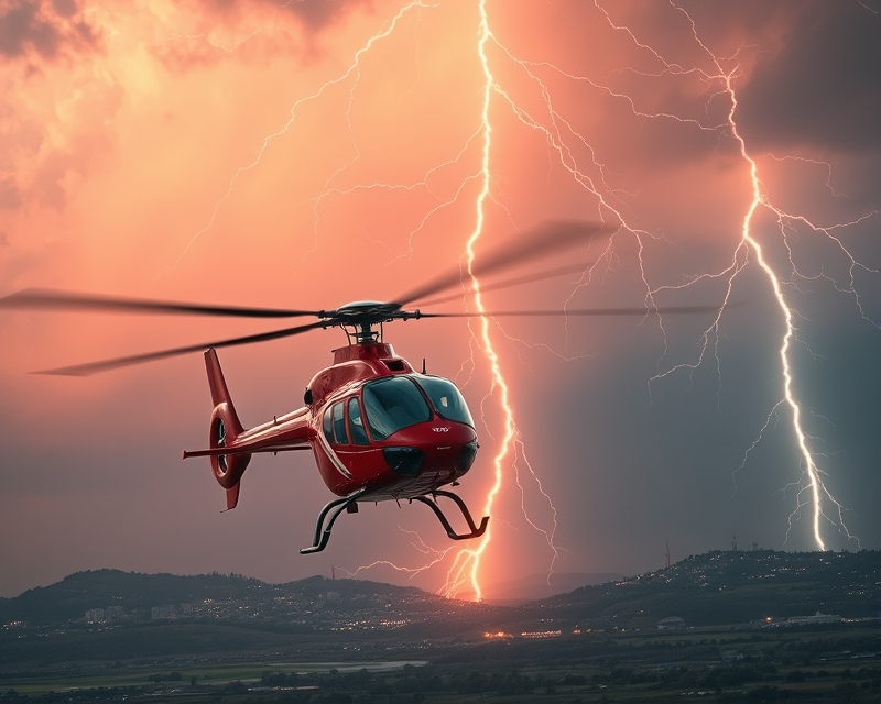 lightning, helicopter, orange