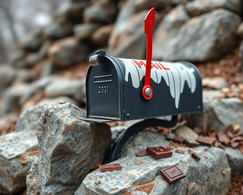 mailbox, chocolate, rock