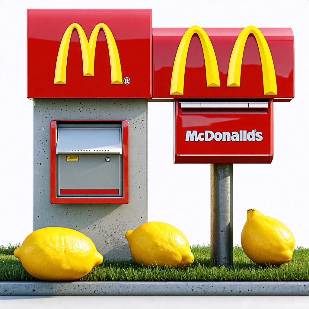 mailbox, mcdonalds, lemon