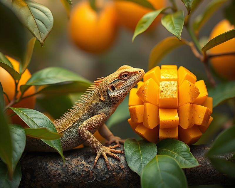 mango, lizard