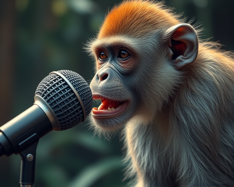 microphone, monkey