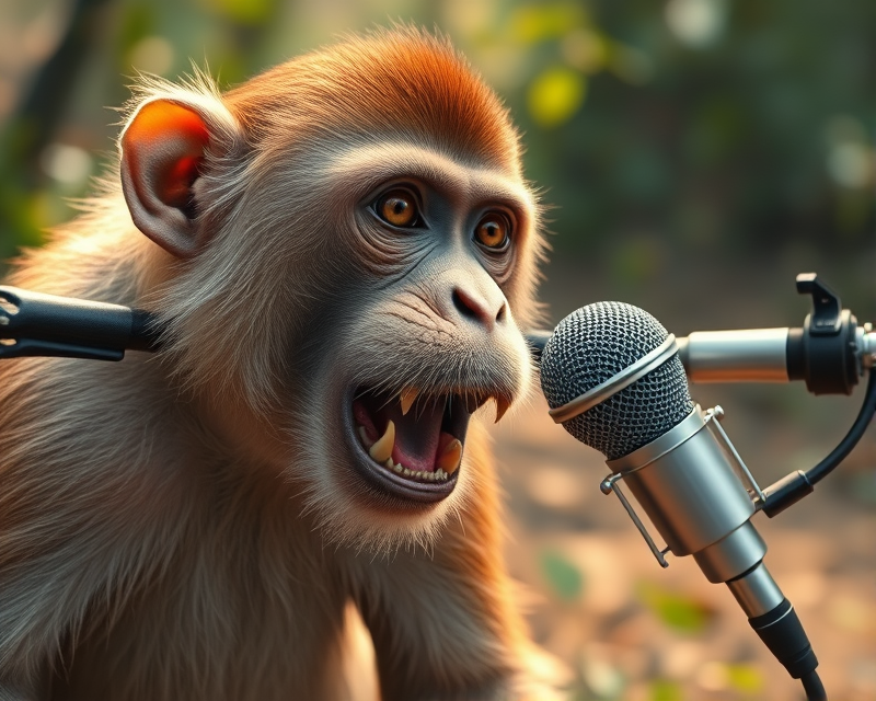 microphone, monkey