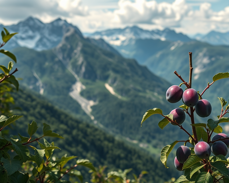 mountain, plum