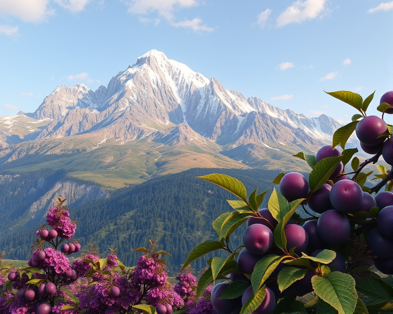 mountain, plum