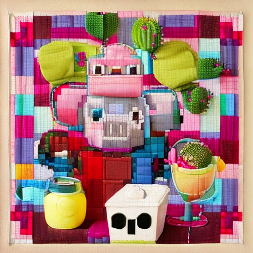 muffin, pig, robot, dove, cactus, headphones, candy, lemonade, anteater, quilt