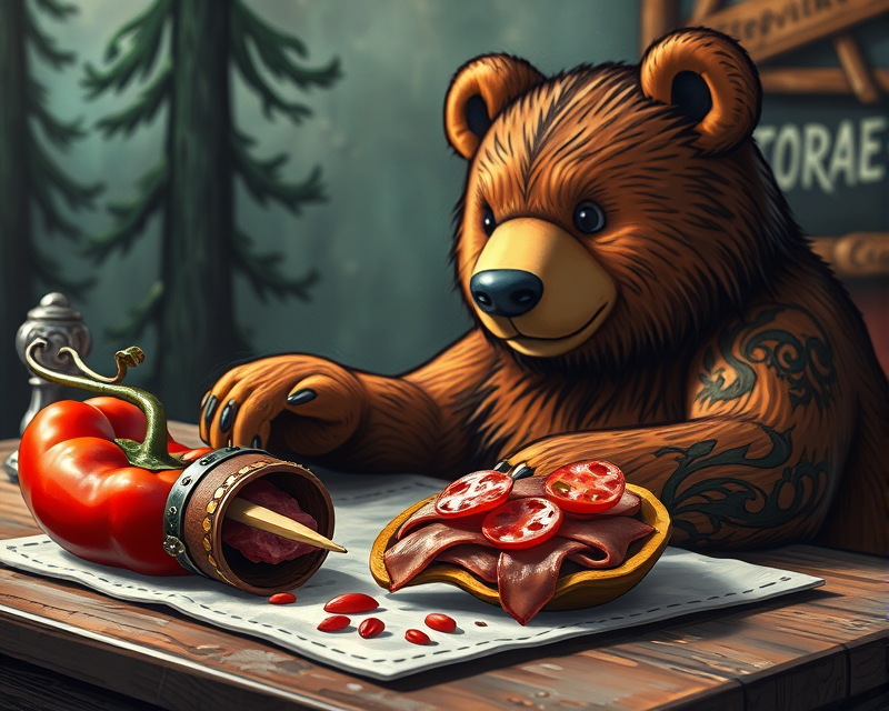 napkin, pepperoni, tattoo, bear