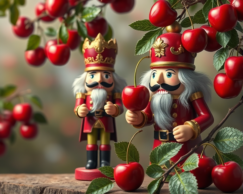 nutcracker, cherry, apple