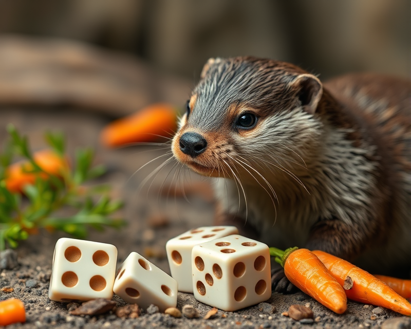 otter, dice, carrot