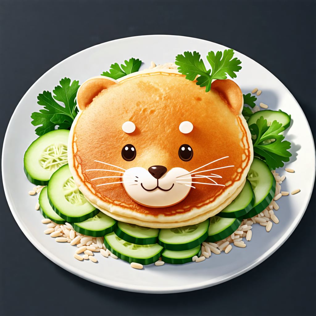 pancake, cucumber, otter, parsley, rice