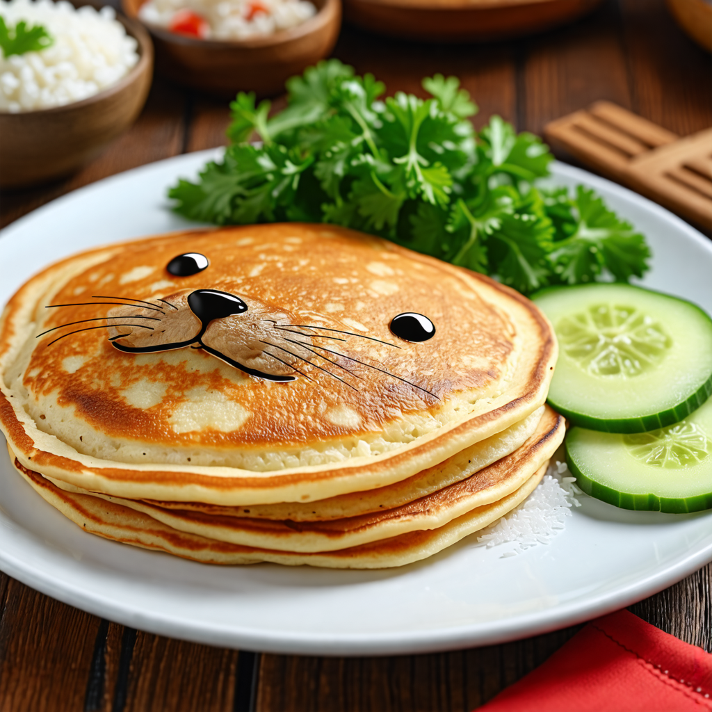 pancake, cucumber, otter, parsley, rice