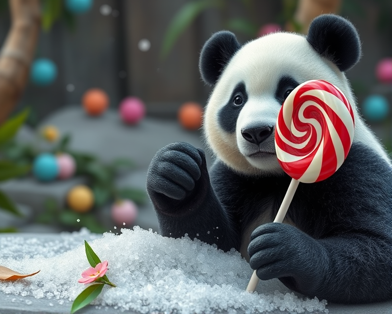 panda, lollipop