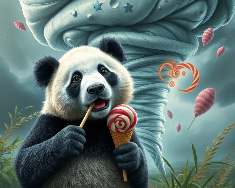 panda, tornado, lollipop, cone