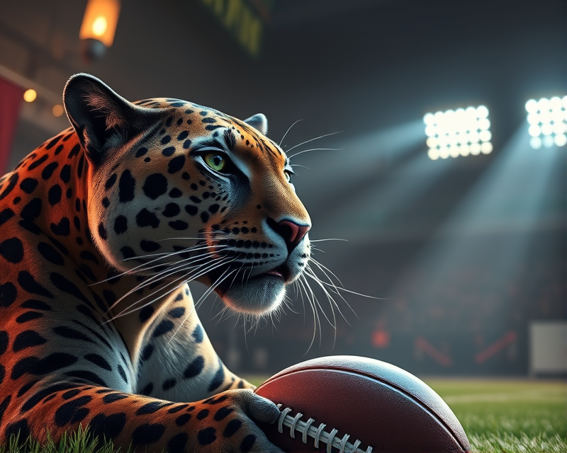 panther, football, lamp