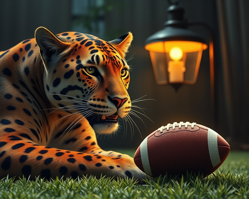 panther, football, lamp