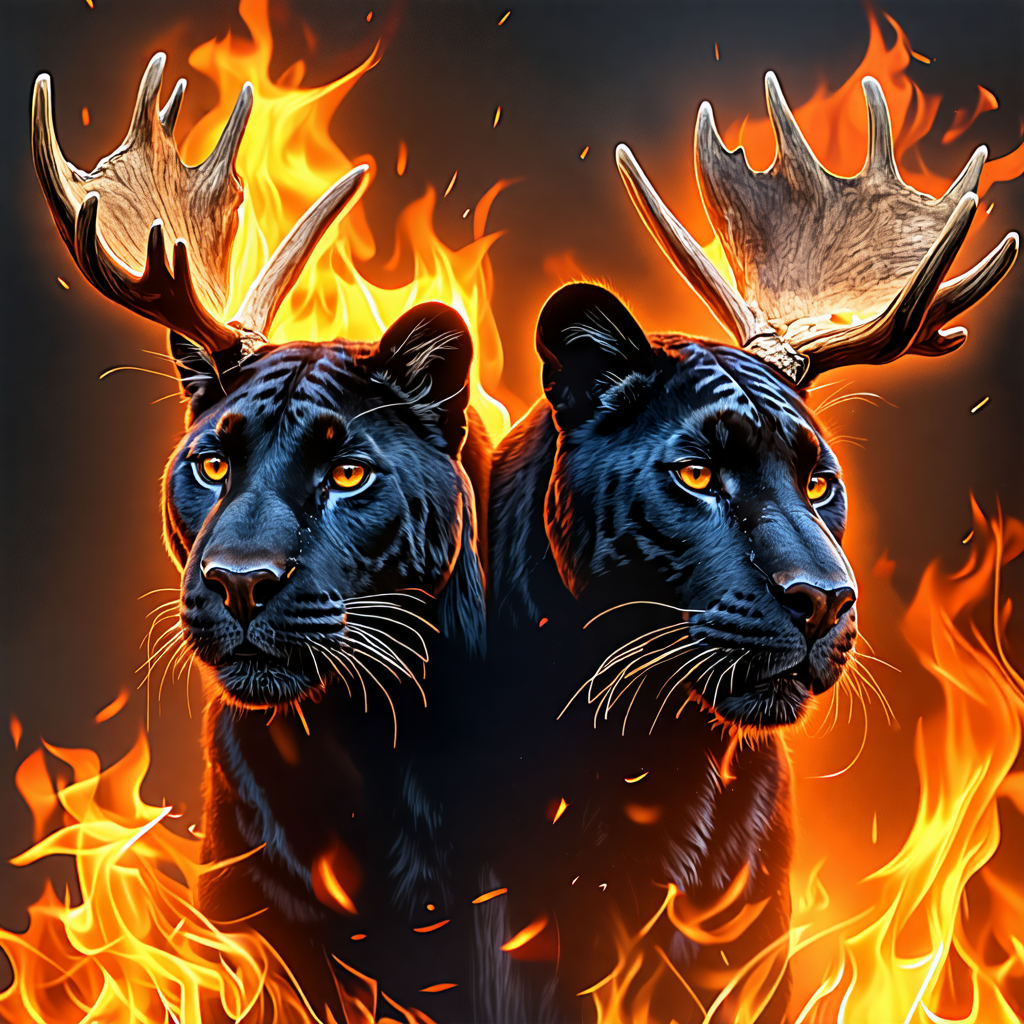 panther, peanut, moose, fire