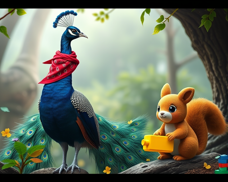 peacock, bandana, lego, pikachu, squirrel